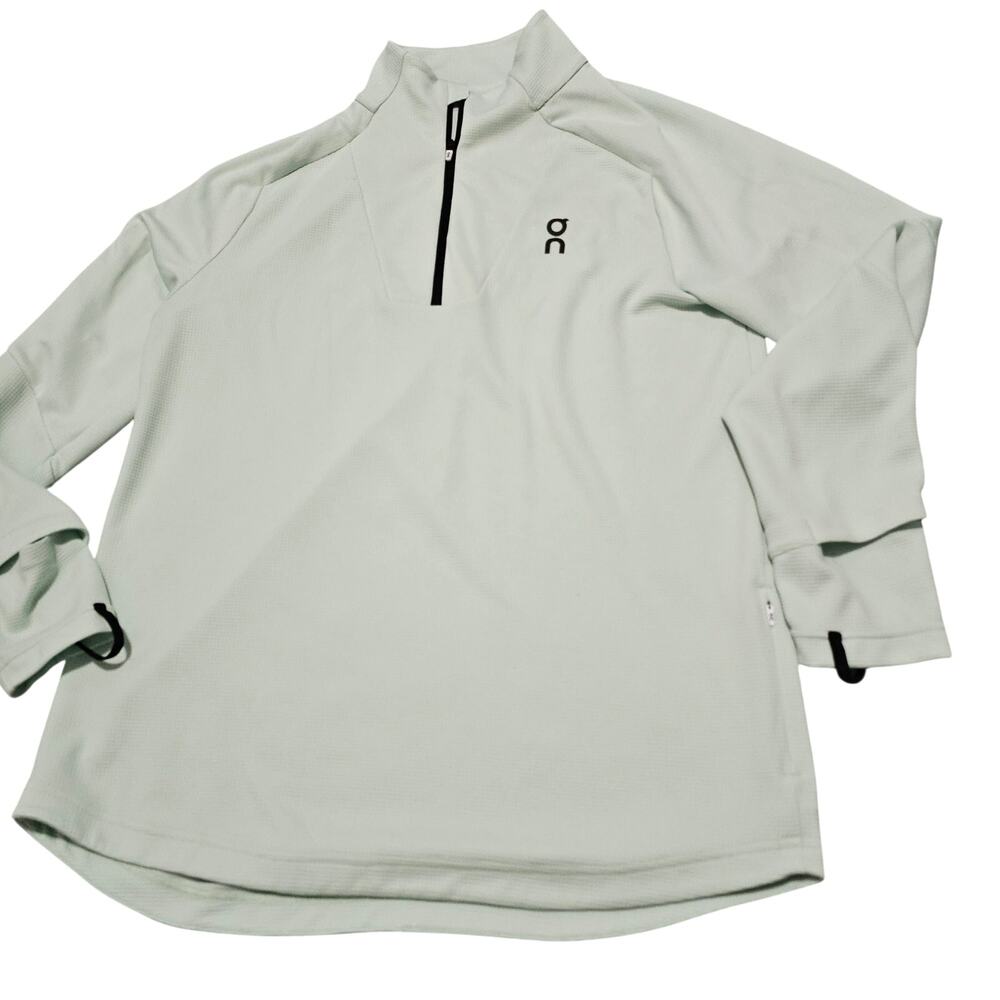 On Running L Climate Shirt Mens Large Mint Green 1/4 Zip Performance Thumbholes